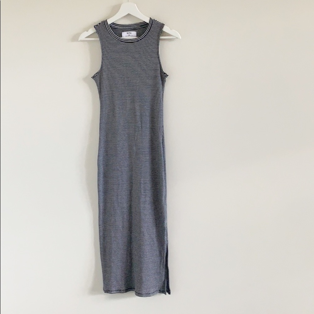 Be You Strapless Midi Dress Black Stripe Medium